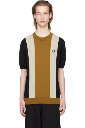 Fred Perry T-shirt noir et brun clair à rayures
