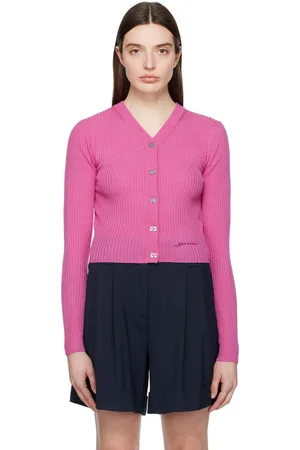 Ganni Cardigan rose en tricot côtelé