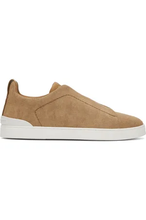 Ermenegildo Zegna Baskets Triple Stitch brun clair en canevas