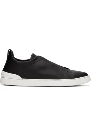 Ermenegildo Zegna Baskets Triple Stitch noires en cuir