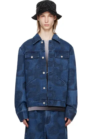 Feng Chen Wang Blouson bleu en denim à motif graphique