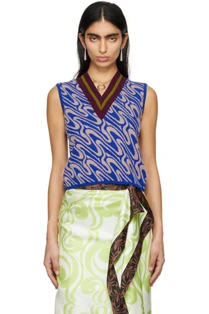 DRIES VAN NOTEN Gilet bleu à rayures
