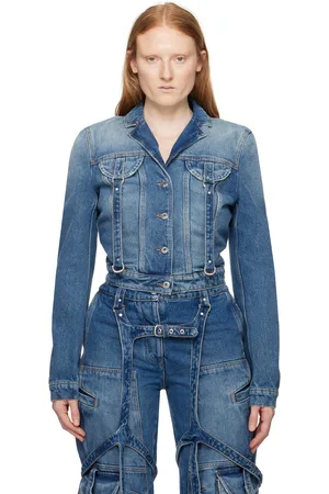 OFF-WHITE Blouson bleu en denim à poches à rabat
