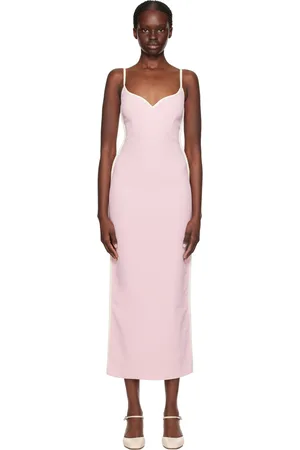 Paris Georgia Robe midi rose à encolure en cœur exclusive à SSENSE