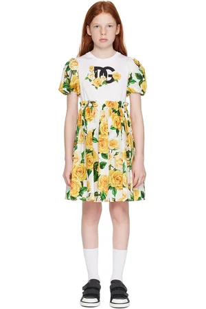 Dolce & Gabbana Enfant | Robe jaune à manches bouffantes