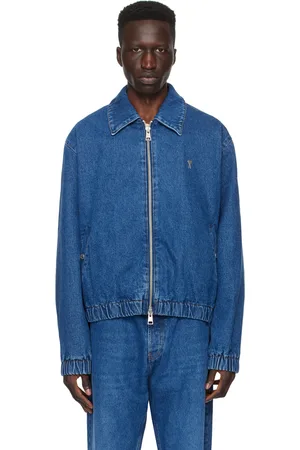 Ami Blouson indigo en denim à logo Ami de cœur