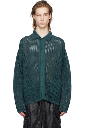 YOKE Cardigan vert à col classique