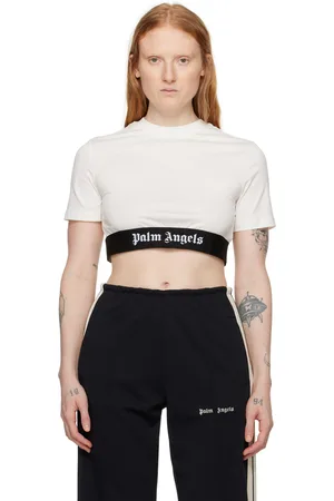 Palm Angels T-shirt blanc cassé à col ras du cou
