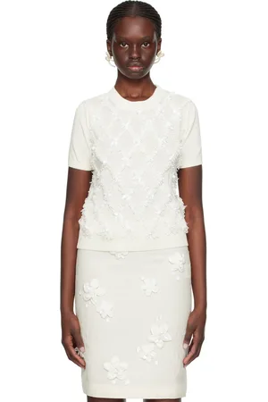 Shushu/Tong T-shirt blanc à ornements à paillettes