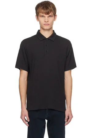 RAG&BONE Polo noir en tricot côtelé de fil flammé