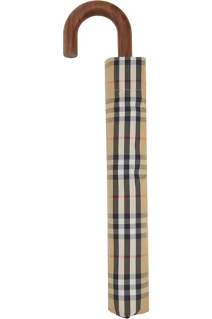 Burberry Parapluie télescopique beige à carreaux