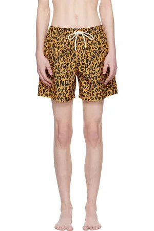 Palm Angels Maillot de bain jaune à motif guépard