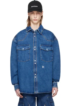 Palm Angels Chemise bleue en denim à monogramme