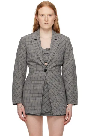 Ganni Veston gris à carreaux