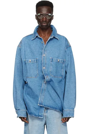 Hed Mayner Chemise bleue en denim à poches plaquées
