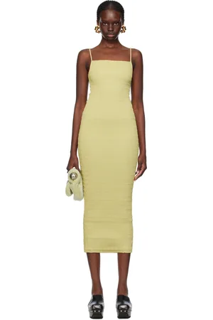 Nanushka Robe longue Barra jaune en cuir synthétique