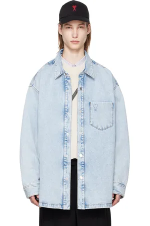 Ami Blouson bleu en denim à logo Ami de cœur