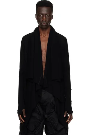 JULIUS Cardigan drapé noir à effet usé - Permanent