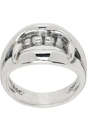 YOHJI YAMAMOTO Bague argentée à ornement graphique