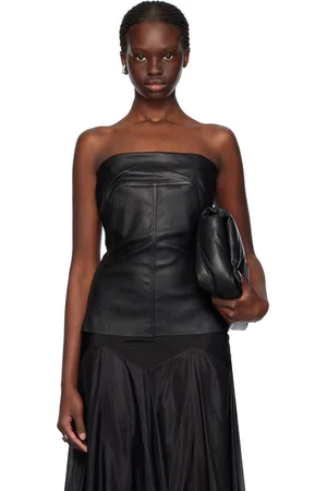 Rick Owens Débardeur de style bustier noir en cuir