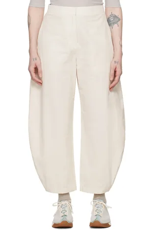 AMOMENTO Pantalon incurvé blanc cassé