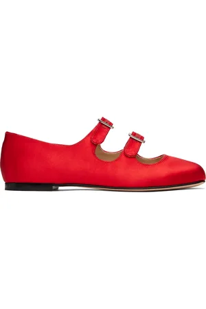 SANDY LIANG Ballerines de style Charles IX rouges à brides exclusives à SSENSE