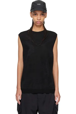 Y-3 Gilet noir à motif graphique et logo en tricot jacquard