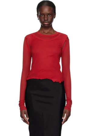 Rick Owens T-shirt à manches longues écourté Banana rouge