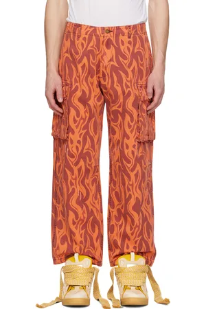 ERL Pantalon cargo orange à motif graphique