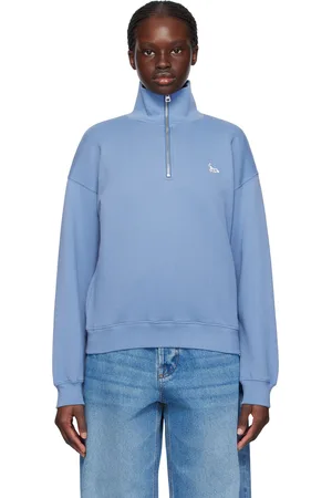 Maison Kitsuné Pull molletonné bleu à logo de renard