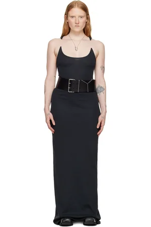Y / PROJECT Robe longue noire à bretelles transparentes