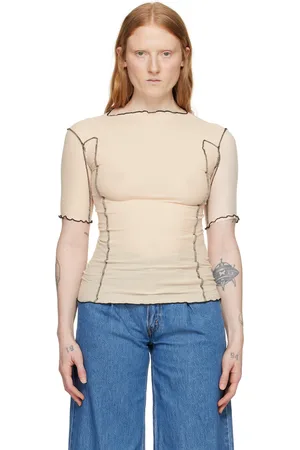 Baserange T-shirt à manches trois-quarts Omato beige