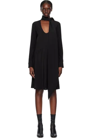 Helmut Lang Robe midi noire à foulard