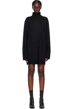 Helmut Lang Robe courte noire à col roulé