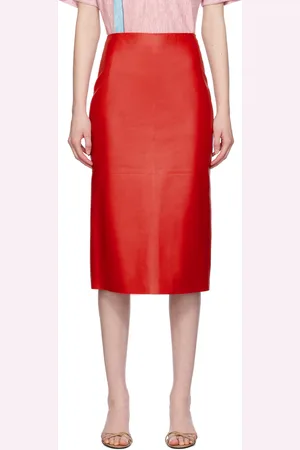 The Row Jupe midi Bartellette rouge en cuir