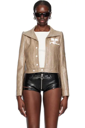 Courrèges Blouson brun à carreaux