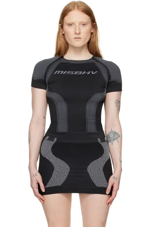 MISBHV Haut de sport noir à motifs et logo en tricot jacquard