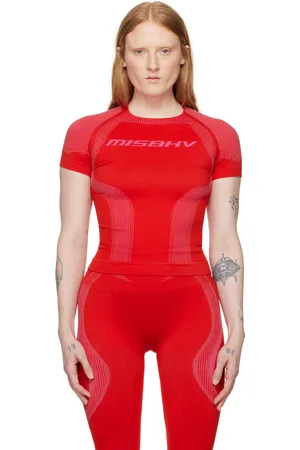 MISBHV Haut de sport rouge à motifs et logo en tricot jacquard