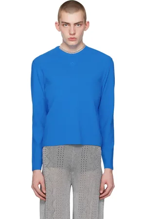 Marine Serre Pull bleu en tricot - White Line