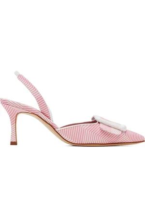 Manolo Blahnik Escarpins Mayslibi rose et blanc
