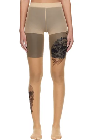 JUNYA WATANABE Collant beige à images imprimées