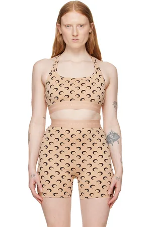 Marine Serre Soutien-gorge de sport beige à motif Moon