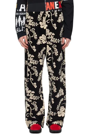 Marine Serre Pantalon de survêtement noir à images à logo en tissu jacquard - White Line