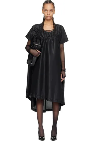 JUNYA WATANABE Robe midi noire à effet ruché