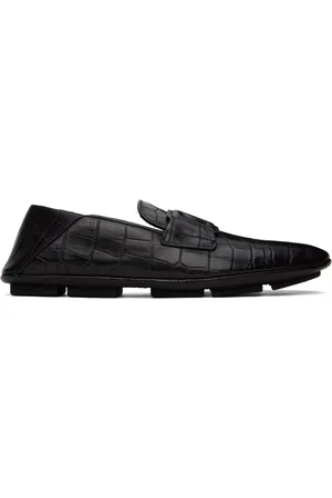 Dolce & Gabbana Flâneurs de conduite noirs en cuir de veau