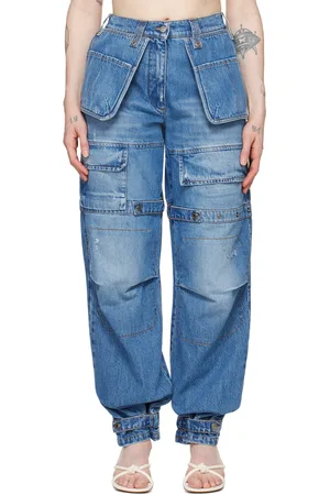 Msgm Pantalon cargo surdimensionné indigo en denim