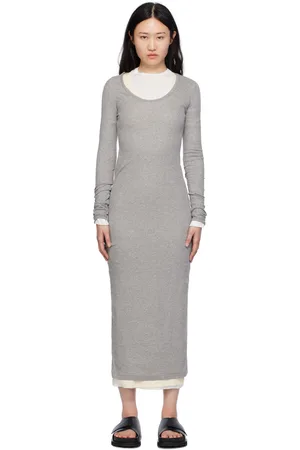 Jil Sander Robe longue étagée grise