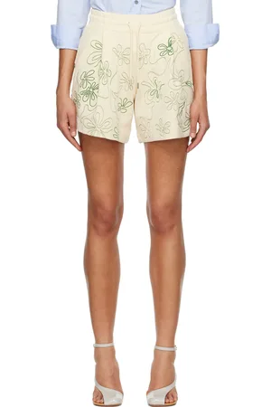 DRIES VAN NOTEN Short blanc cassé à motif fleuri brodé