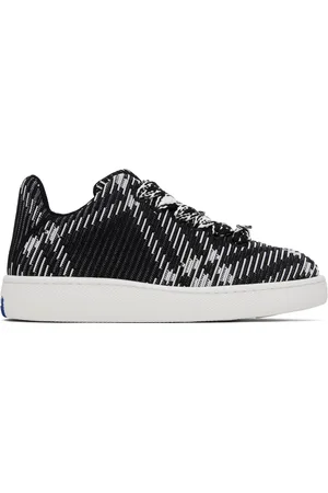 Burberry Baskets tissées Box noir et blanc à carreaux