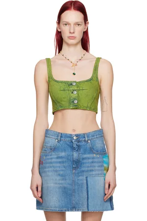 Marni Débardeur vert en denim à panneaux